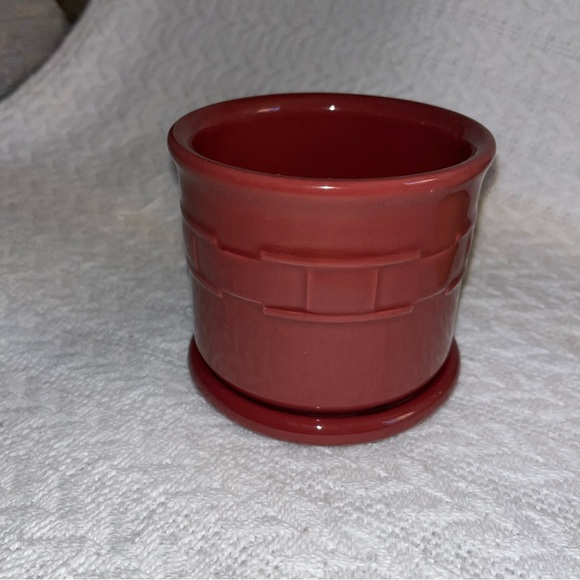 Longaberger Salt Crock Pottery Woven Traditions Canister With Lid / Coaster - Picture 7 of 9